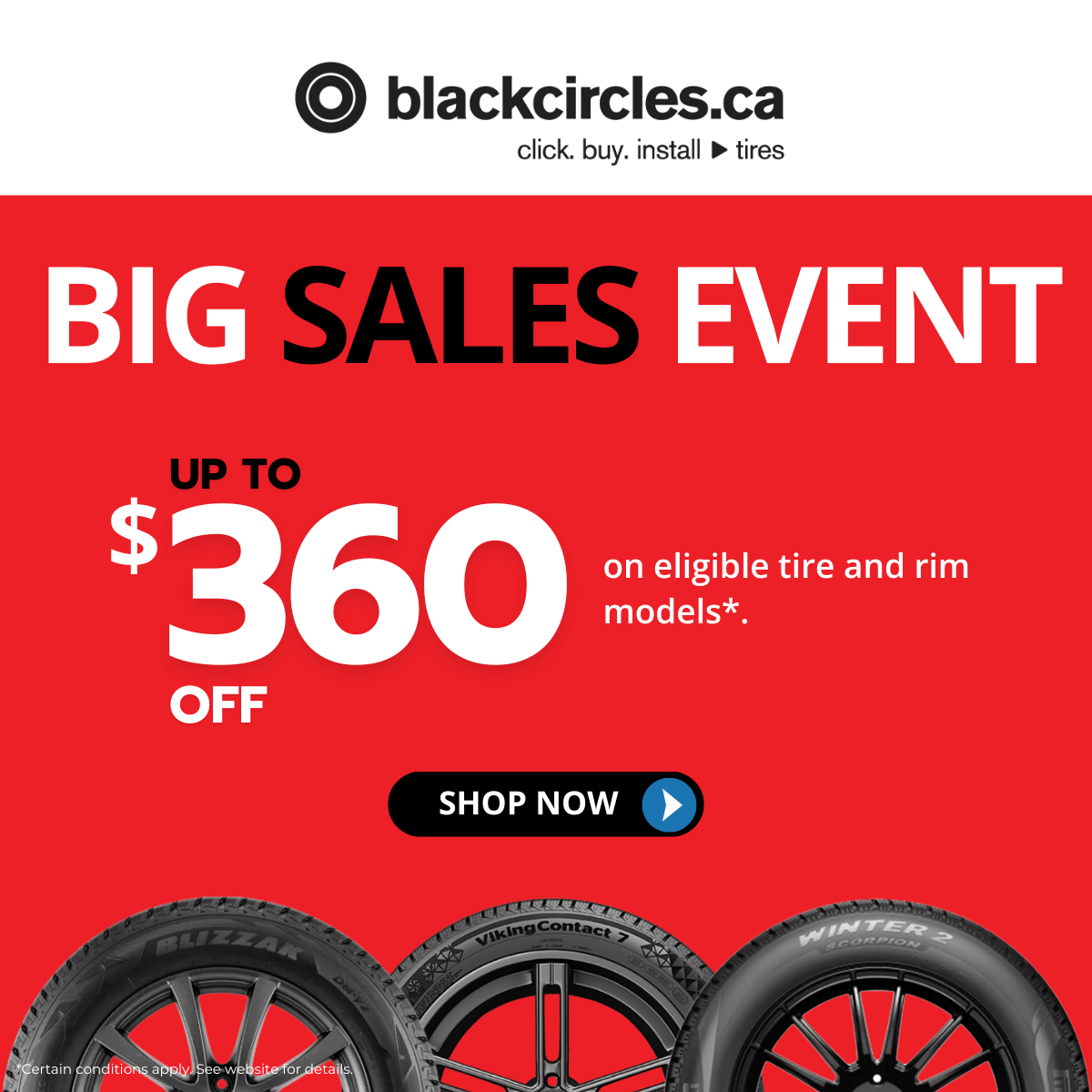 Save up to $360 on tires and wheels at blackcircles.ca